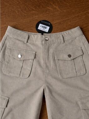 White Fox Boutique Beige Cargo Pants with Front Flap Pockets
